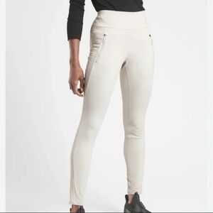 althleta women’s Cream High-Waisted Peak hybrid fleece tight leggings